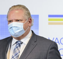 Ontario premier Doug Ford makes announces $925-million in funding to expand Canada's vaccine manufacturing capacity with Sanofi Pasteur Ltd. on March 31, 2021. Nathan Denette/Canadian Press