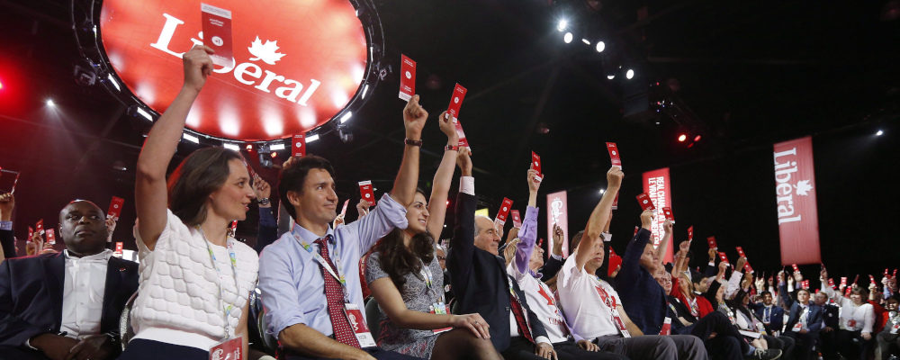 Liberal Party members vote for the new party constitution at the 2016 convention on May 28, 2016. John Woods/The Canadian Press