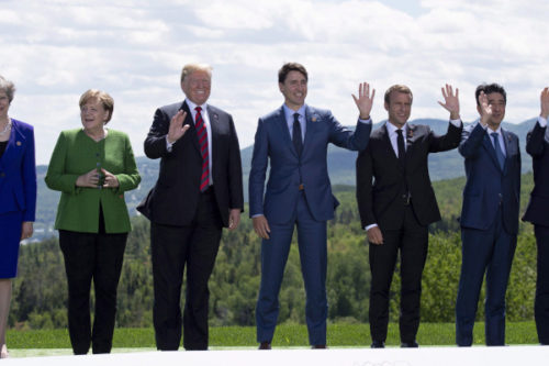 A family photograph during the G7 leaders summit in La Malbaie, Quebec. Justin Tang/The Canadian Press