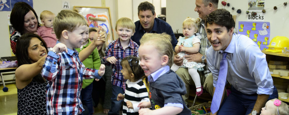 Prime Minister Justin Trudeau makes a campaign stop at a daycare in St. John's on Sept. 17, 2019. Sean Kilpatrick/The Canadian Press