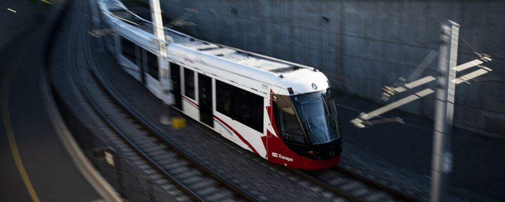 An LRT train on Ottawa's new Confederation Line in 2019. Justin Tang/The Canadian Press