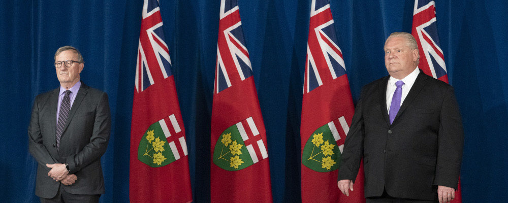 Ontario Premier Doug Ford and Chief Medical Officer Dr. David Williams during a daily briefing on June 12, 2020. Frank Gunn/The Canadian Press
