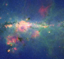 A view from the bustling center of our galactic metropolis. NASA's Spitzer Space Telescope offers a fresh, infrared view of the frenzied scene at the center of our Milky Way.