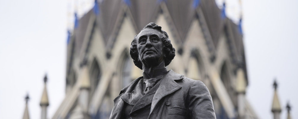 A statue of former Canadian Prime Minister Sir John A. Macdonald is pictured on Parliament Hill. Sean Kilpatrick/The Canadian Press.
