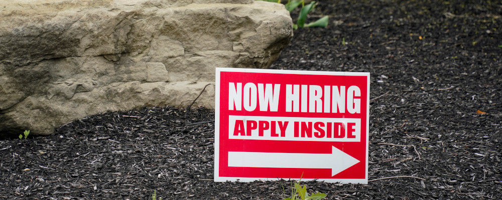 This May 5, 2021 photo shows hiring signs posted outside a gas station in Cranberry Township, Butler County, Pa. Keith Srakocic/AP Photo.