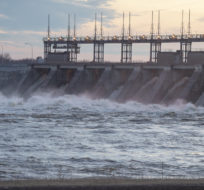 Water rushes through the Carillon Hydro electric dam Thursday, April 25, 2019 in Carillon, Quebec. Ryan Remiorz/The Canadian Press.
