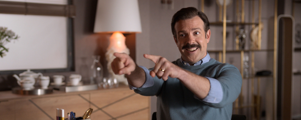 Screenshot of actor Jason Sudeikis as the character Ted Lasso. Credit: Apple TV+.