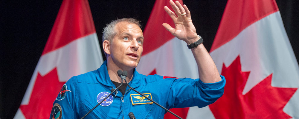 Canadian astronaut David Saint-Jacques speaks to the media Wednesday, July 10, 2019 at the Canadian Space Agency headquarters in St. Hubert, Quebec. Ryan Remiorz/The Canadian Press. 