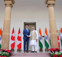 Prime Minister Justin Trudeau meets with Prime Minister of India Narendra Modi at Hyderabad House in New Delhi, India on Friday, Feb. 23, 2018. Sean Kilpatrick/The Canadian Press. 