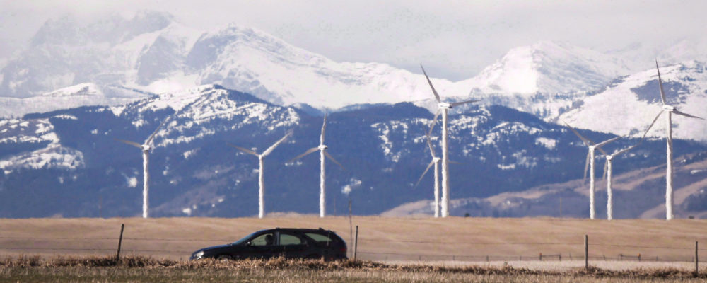 A wind farm is shown near Pincher Creek, Alta., in a March 9, 2016, file photo. Jeff McIntosh/The Canadian Press.