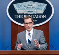 Pentagon spokesman John Kirby speaks during a briefing at the Pentagon in Washington, Wednesday, Feb. 9, 2022. Andrew Harnik/AP Photo.