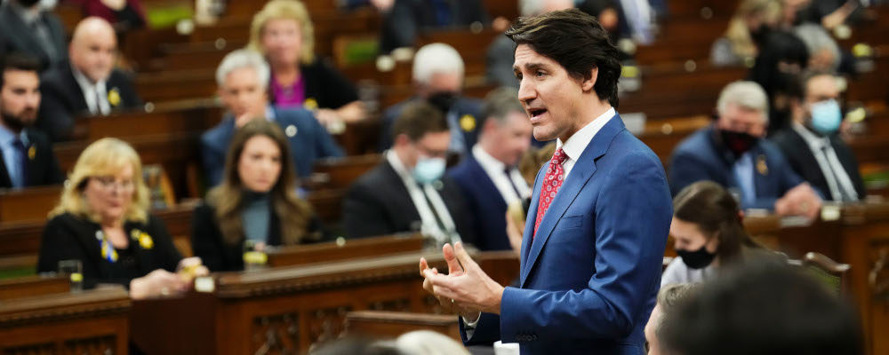 Prime Minister Justin Trudeau rises during question period in the House of Commons on Parliament Hill in Ottawa on Wednesday, April 6, 2022. Sean Kilpatrick/The Canadian Press.