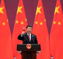 In this April 26, 2019, file photo, Chinese President Xi Jinping raises his glass and proposes a toast during the welcome banquet for visiting leaders attending the Belt and Road Forum at the Great Hall of the People in Beijing. Since seizing power amid civil war in 1949, the party has undergone a tumultuous history, but president and party leader Xi Jinping is emphasizing the country’s rise to economic, military and diplomatic over the past four decades since reforms were enacted. Nicolas Asfouri/AP Photo.