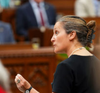 Minister of Finance Chrystia Freeland rises during question period in the House of Commons on Parliament Hill in Ottawa on Monday, May 30, 2022. Sean Kilpatrick/The Canadian Press.