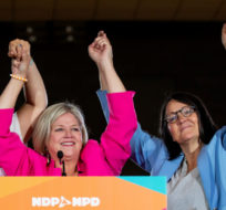Ontario NDP Leader and Member of Provincial Parliament for Hamilton Centre Andrea Horwath speaks to supporters during her campaign event in Hamilton, Ont., Thursday, June 2, 2022. Tara Walton/The Canadian Press.