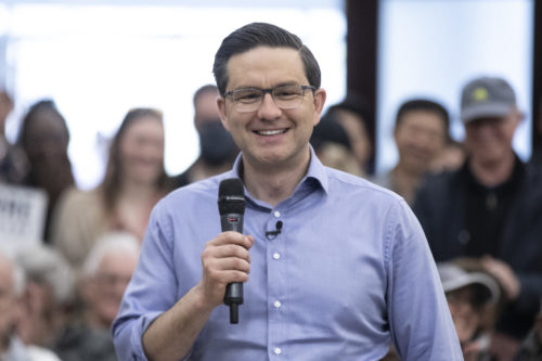 Federal Conservative leadership candidate Pierre Poilievre holds a campaign rally in Toronto. Chris Young/The Canadian Press.