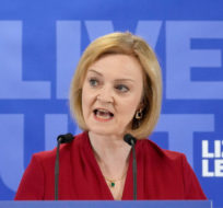 Britain's Secretary of State for Foreign, Commonwealth and Development Affairs, Liz Truss, speaks during the launch of her campaign to be Conservative Party leader and Prime Minister, in Westminster, in London, Thursday, July 14, 2022. Frank Augstein/AP Photo.
