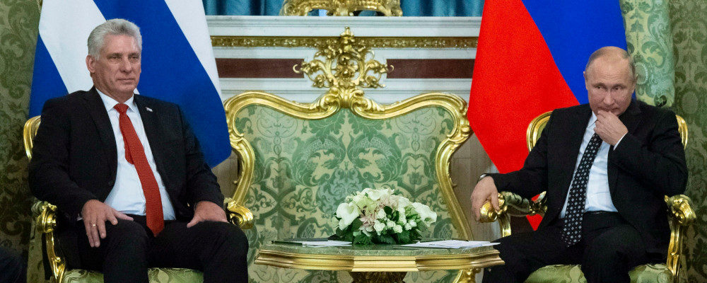 Russian President Vladimir Putin, right, and Cuban President Miguel Diaz-Canel, attend the talks in the Kremlin in Moscow, Russia, Friday, Nov. 2, 2018. Alexander Zemlianichenko/AP Photo.
