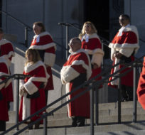 Supreme Court of Canada Chief Justice Richard Wagner waits with other members of the Supreme Court on October 28, 2021 in Ottawa. Adrian Wyld/The Canadian Press.