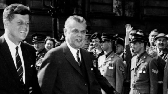 President John F. Kennedy with Prime Minister John Diefenbaker seen here in Ottawa during his 1961 visit to Canada. The Canadian Press.