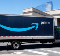 FILE - An Amazon truck drives in in Philadelphia, Friday, April 30, 2021. Matt Rourke/AP Photo.