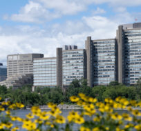 Government office buildings are seen, Friday, July 29, 2022 in Gatineau, Que.  Federal public service unions say the government's plan to get employees back to the office is confusing, disjointed and jeopardizing health and safety.  Adrian Wyld/The Canadian Press. 