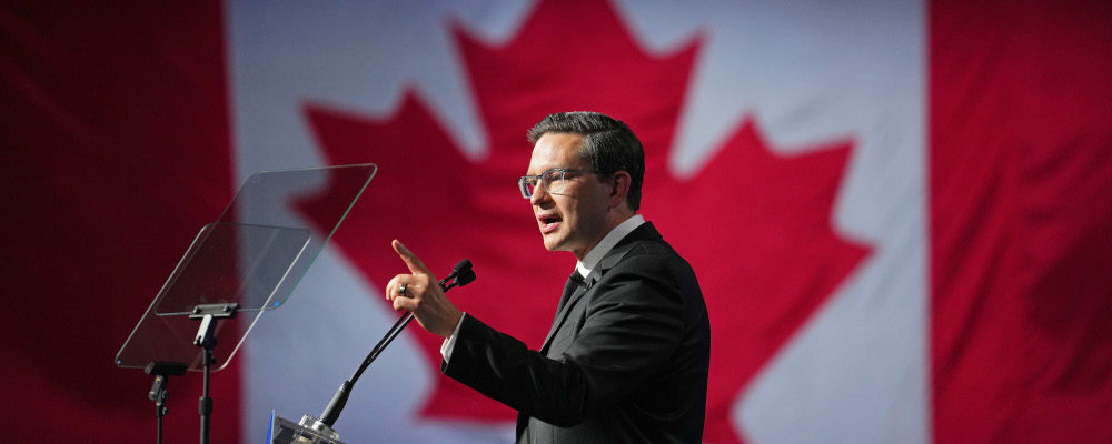 Newly elected Conservative Leader Pierre Poilievre speaks at the Conservative Party of Canada leadership vote, in Ottawa, Saturday, Sept. 10, 2022. Sean Kilpatrick/The Canadian Press. 