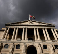 View of the Bank of England in London, Wednesday, Sept. 28, 2022. The Bank of England has launched a temporary bond-buying programme as it takes emergency action to prevent "material risk" to UK financial stability. Frank Augstein/AP Photo.
