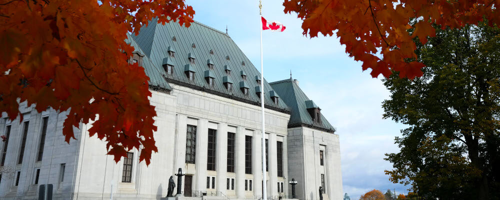 The Supreme Court of Canada is pictured under fall coloured leaves in Ottawa, on Thursday, Oct. 20, 2022. Sean Kilpatrick/The Canadian Press.