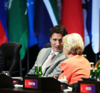 Prime Minister Justin Trudeau talks with European Commission President Ursula von der Leyen as they take part in the closing session at the G20 Leaders Summit in Bali, Indonesia on Wednesday, Nov. 16, 2022. Sean Kilpatrick/The Canadian Press.