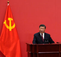 Chinese President Xi Jinping speaks at an event to introduce new members of the Politburo Standing Committee at the Great Hall of the People in Beijing, Sunday, Oct. 23, 2022. Ng Han Guan/ AP Photo.