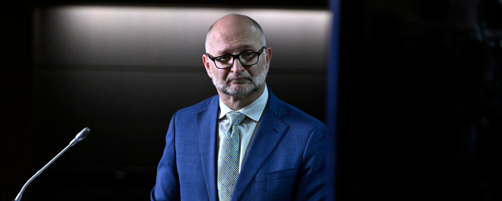 Minister of Justice David Lametti participates in a news conference on Parliament Hill in Ottawa, on Friday, June 17, 2022. Justin Tang/The Canadian Press.