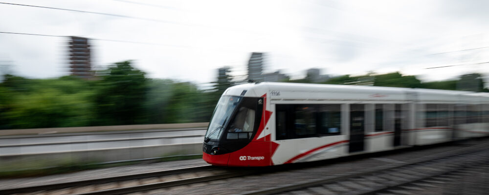 An Ottawa Light Rail Transit (LRT) train pulls into uOttawa Station in Ottawa, Ont. on Sunday, July 24, 2022. Spencer Colby/The Canadian Press.