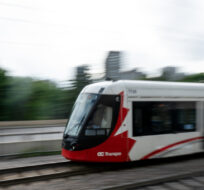 An Ottawa Light Rail Transit (LRT) train pulls into uOttawa Station in Ottawa, Ont. on Sunday, July 24, 2022. Spencer Colby/The Canadian Press.
