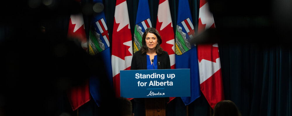 Alberta Premier Danielle Smith speaks at a press conference after the Speech from the Throne in Edmonton, on Tuesday, November 29, 2022. Jason Franson/The Canadian Press.