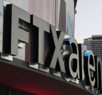 The FTX logo is shown on the FTX Arena, where the Miami Heat NBA basketball team play on Dec. 6, 2022. Lynne Sladky/AP Photo.