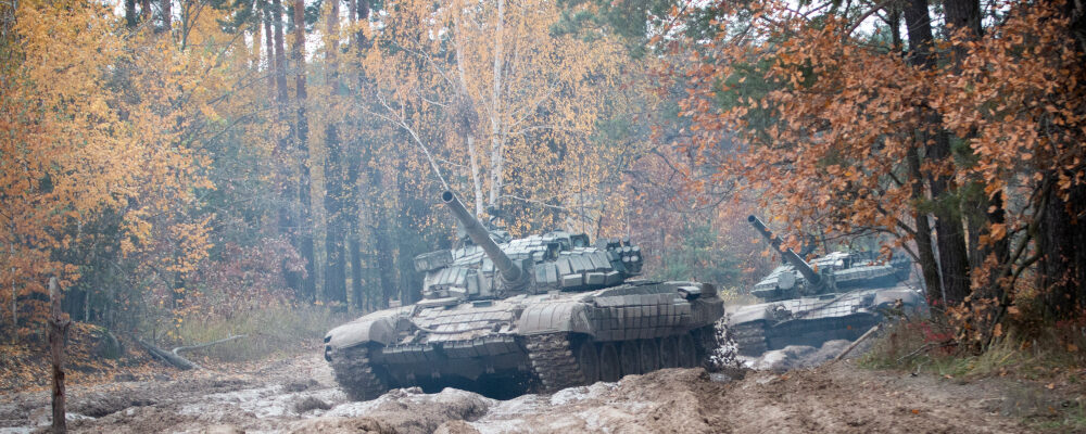Ukrainian soldiers on captured Russian tanks T-72 hold military training close to the Ukraine-Belarus border near Chernihiv, Ukraine, Friday, Oct. 28, 2022. Aleksandr Shulman/AP Photo.