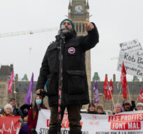 NDP Leader Jagmeet Singh speaks during a rally to demand Canada's public health care system be protected and expanded, on Parliament Hill in Ottawa,Tuesday, Feb. 7, 2023. Spencer Colby/The Canadian Press. 