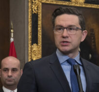 Conservative leader Pierre Poilievre speaks about bail reform in the foyer of the House of Commons on Feb. 9, 2023 in Ottawa.  Adrian Wyld/The Canadian Press.
