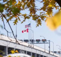 The Lewiston-Queenston Bridge connecting Niagara Falls, Ont. and Niagara Falls N.Y. photographed on Monday, November 8, 2021. Tijana Martin/The Canadian Press. 