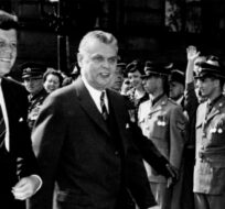 President John F. Kennedy with Prime Minister John Diefenbaker seen here in Ottawa, during his 1961 visit to Canada. CP Photo. 