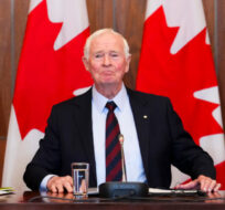 David Johnston, Independent Special Rapporteur on Foreign Interference, presents his first report in Ottawa on Tuesday, May 23, 2023. Sean Kilpatrick/The Canadian Press. 