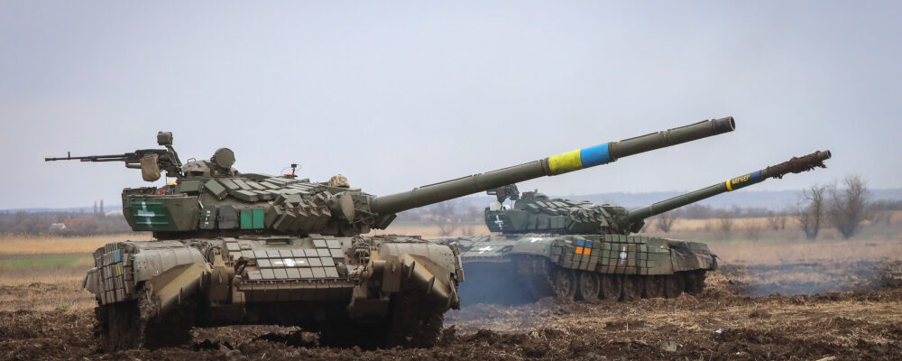 Ukrainian army tanks exercise as soldiers check the readiness of equipment for combat deployment, at a military base in Zaporizhzhia region, Ukraine, Wednesday, Apr. 5, 2023. Kateryna Klochko/AP Photo. 