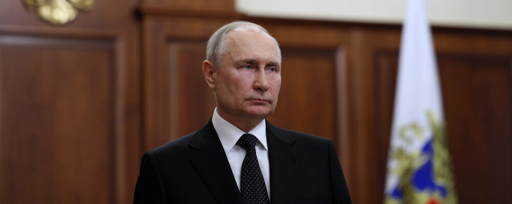 Russian President Vladimir Putin addresses the nation in Moscow on June 24, 2023. Gavriil Grigorov/AP Photo.