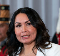 Haisla Nation Chief Councillor Crystal Smith during a press conference announcing that the Cedar LNG project has been given environmental approval in Vancouver, Tuesday March 14, 2023. Rich Lam/The Canadian Press. 