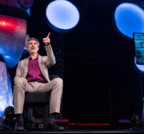 Yoshua Bengio, founder and scientific director, Mila-Quebec AI Institute, discusses artificial intelligence, democracy and the future of civilization at the C2MTL conference on Wednesday May 24, 2023 in Montreal.  Christinne Muschi/The Canadian Press. 