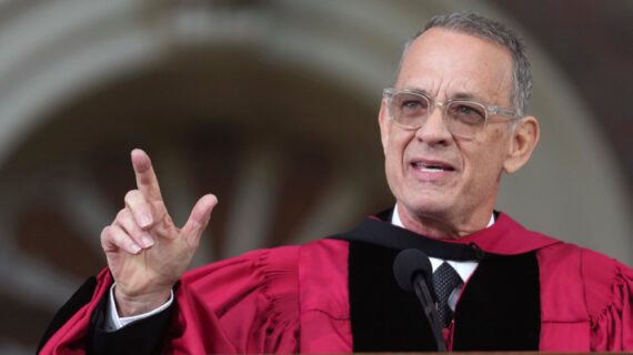 Actor Tom Hanks delivers a commencement address during Harvard University commencement exercises on the school's campus, Thursday, May 25, 2023, in Cambridge, Mass. Steven Senne/AP Photo. 