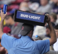 A Bud Light beer vendor during a baseball game at Fenway Park on May 30, 2023 in Boston. Charles Krupa/AP Photo.