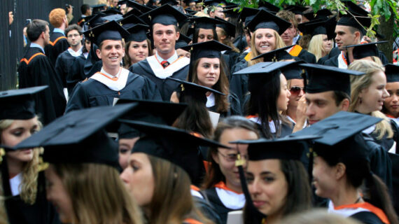In this Tuesday, June 5, 2012 photo, friends and family greet a procession of the graduating class of 2012 at Princeton University after commencement ceremonies in Princeton, N.J. Mel Evans/AP Photo. 