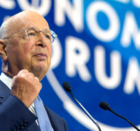 Klaus Schwab, President and founder of the World Economic Forum delivers his opening speech of the forum in Davos, Switzerland, Monday, May 23, 2022. Markus Schreiber/AP Photo. 